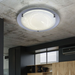 18W LED Deckenleuchte aus Stahl und satiniertem Glas WADA