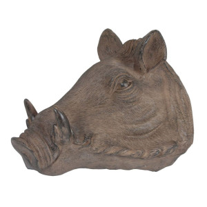 Wildschweinkopf, Polyresin, Antik-Braun