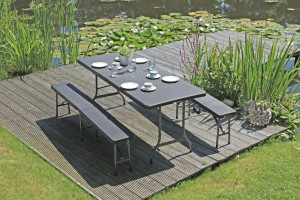 Tisch-Set VENTANA 3-teilig Rattan-Optik