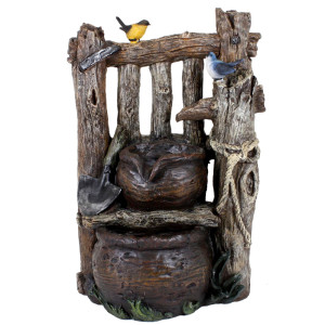Brunnen, 2-fach Kaskade, Holzoptik, H 67 cm, VARESE