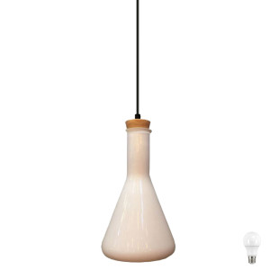 LED Pendelleuchte in Flaschenform aus Glas und Holz VT-7175