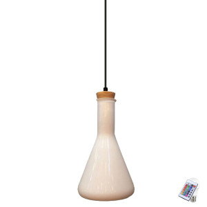 RGB LED Pendelleuchte in Flaschenform aus Glas VT-7175
