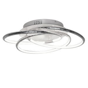LED Deckenleuchte, Ring-Design, ALU, Blattsilber, 50 cm