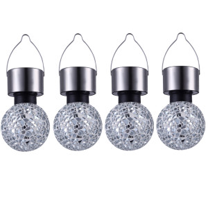 4er Set LED Solarlampen aus Edelstahl im Mosaik-Design
