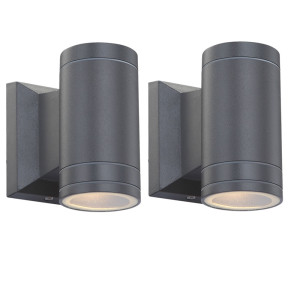 2er Set LED Außenlampe aus Aluminium in grau