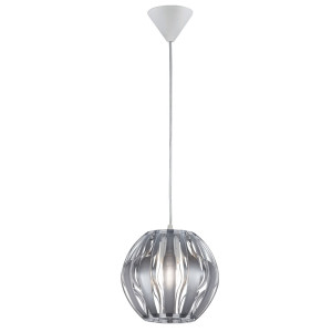 LED Pendelleuchte mit silbernem Lampenschirm