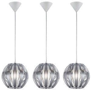 3er Set Pendelleuchten mit silbernem Lampenschirm PUMPKIN