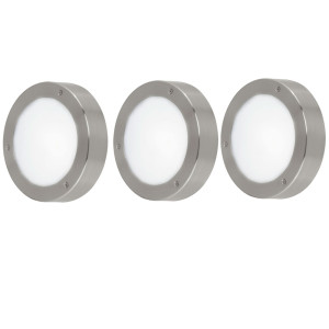 3er Set LED Wandlampen aus Edelstahl und Glas VENTO