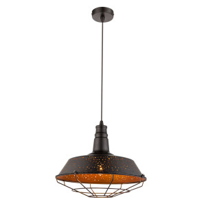 Pendelleuchte, schwarz kupfer, Käfig-Design, H 130 cm