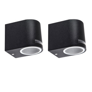 2er Set LED Wandspots aus schwarzem ALU für den Außenbereich