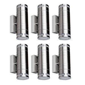 6er Set Wandstrahler aus Edelstahl für Ihren Park VT-7632