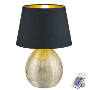 Design RGB LED Tischleuchte aus Keramik und Stoff