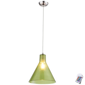 RGB LED Hängeleuchte in grün transparent mit Dimmer CONNY I
