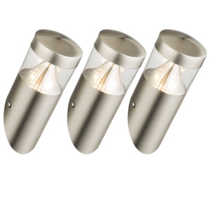 3er Set LED Wandlampen aus Edelstahl für Ihren Garten