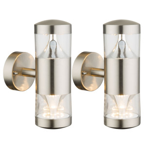 2er Set 14 Watt LED Wandleuchten aus Edelstahl für Ihren Hof
