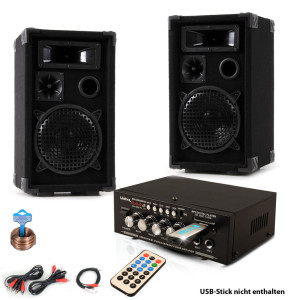 Musikanlage mit PA Boxen und Bluetooth Verstärker DJ-Future