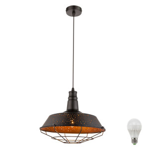 Robuste LED Pendelleuchte mit Käfig Lampenschirm RUBY