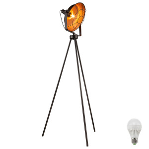Robuste LED Stehleuchte mit Käfig Lampenschirm RUBY