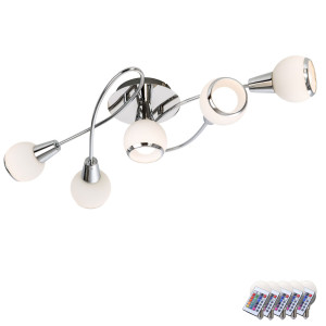 RGB LED Deckenlampe aus Chrom und satiniertem Glas LORIS