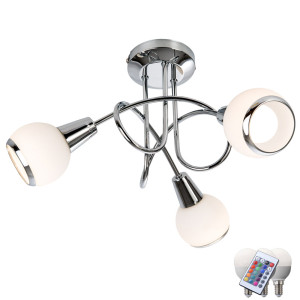 RGB LED Deckenleuchte aus Chrom und satiniertem Glas LORIS