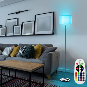Retro RGB LED Stehleuchte mit Textil Lampenschirm STRATOS