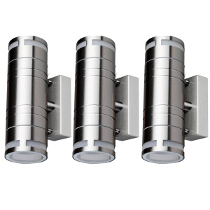 3er Set Wandleuchten aus Edelstahl für den Garten VT-7632