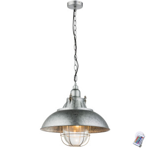 RGB LED Retro Hängeleuchte silber mit Glas Käfig JADEN