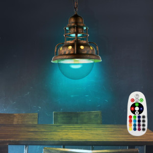 RGB LED Pendelleuchte, Käfig Design, rostfarben