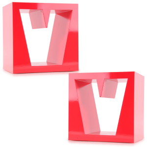 2er Set MDF Wohnzimmerregale im V Design