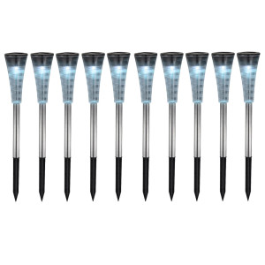 10er Set RGB LED Solarleuchten aus Edelstahl für Ihren Park