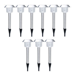 Luxus 9er Set LED Solar Steckleuchten aus Edelstahl SOLAR