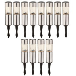 12 LED Edelstahl Solarlampen für den Außenbereich
