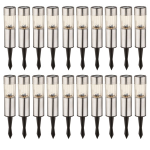 20 LED Edelstahl Solarlampen für den Außenbereich