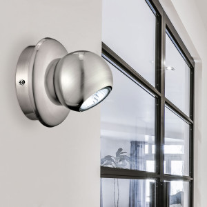 LED Wandleuchte, silber, Kugelspot schwenkbar, 12 cm