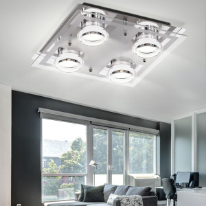 LED Deckenleuchte, Chrom, Glas, L 30 cm