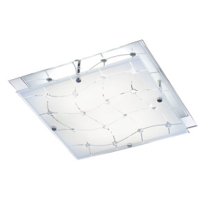 LED Deckenleuchte aus Chrom und satiniertem Glas