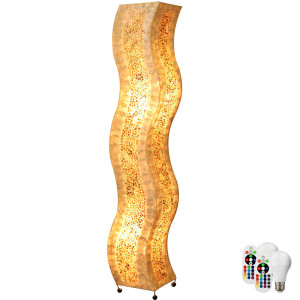 RGB LED Stehleuchte aus Textil und Muscheln mit Schalter BALI