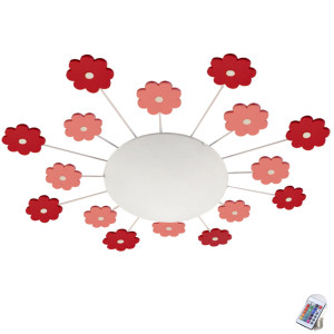 RGB LED Deckenleuchte für Kinder mit rosafarbenen Blumen