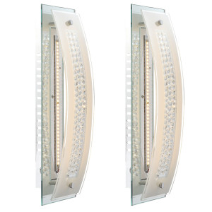 2er Set LED Wandleuchten aus Chrom mit Glas