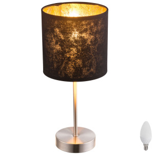 LED Tischleuchte aus Textil in schwarz-gold mit Schalter AMY
