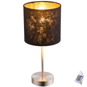 RGB LED Tischleuchte aus Textil in schwarz-gold mit Schalter AMY