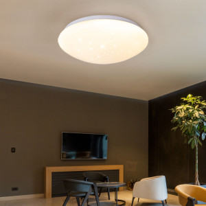 LED Deckenleuchte, warmweiß, Sternenhimmel Effekt, D 33 cm