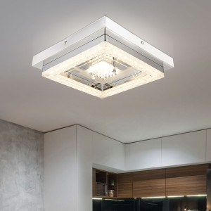 LED Deckenlampe, Chrom, Kristall Design , L 40 cm