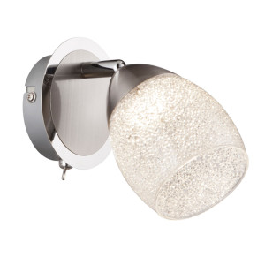 LED Wandleuchte, beweglicher Spot, Kristalle, Glas, H 14 cm