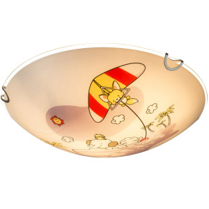 Kinder Deckenleuchte aus Glas mit bunten Tiermotiv KIDDY