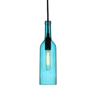 Hängelampe in Flaschenform aus blauem Glas VT-7558