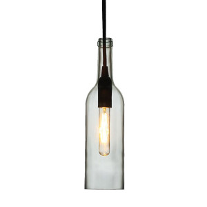 Design Pendellampe in Flaschenform aus klarem Glas VT-7558