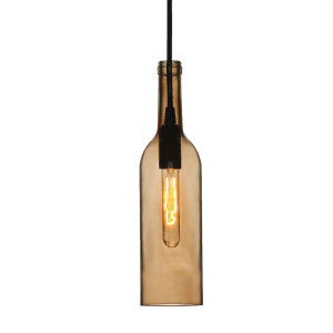 Design Pendellampe aus braunem Glas in Flaschenform VT-7558