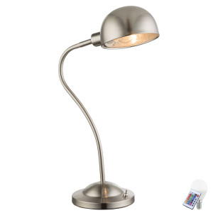 RGB LED Tischleuchte in silber-metallic mit Schalter NOSY