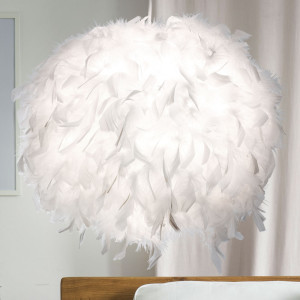 LED Hängeleuchte, Entenfedern, weiß, 40 cm